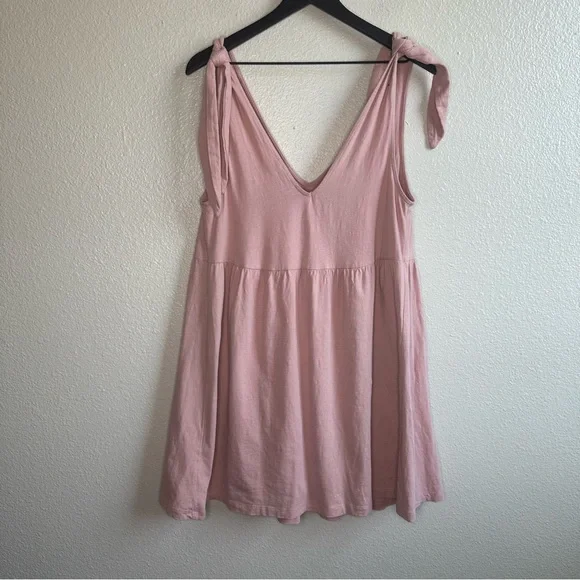 ASOS Pink Tie Shoulder Summer Babydoll Dress Women’s Size 12 Large - Picture 5 of 5